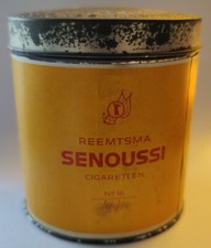 Blechdose -Senoussi Cigaretten , 9x6cm oval ca.50er Jahre,Rarit&auml;t(107)