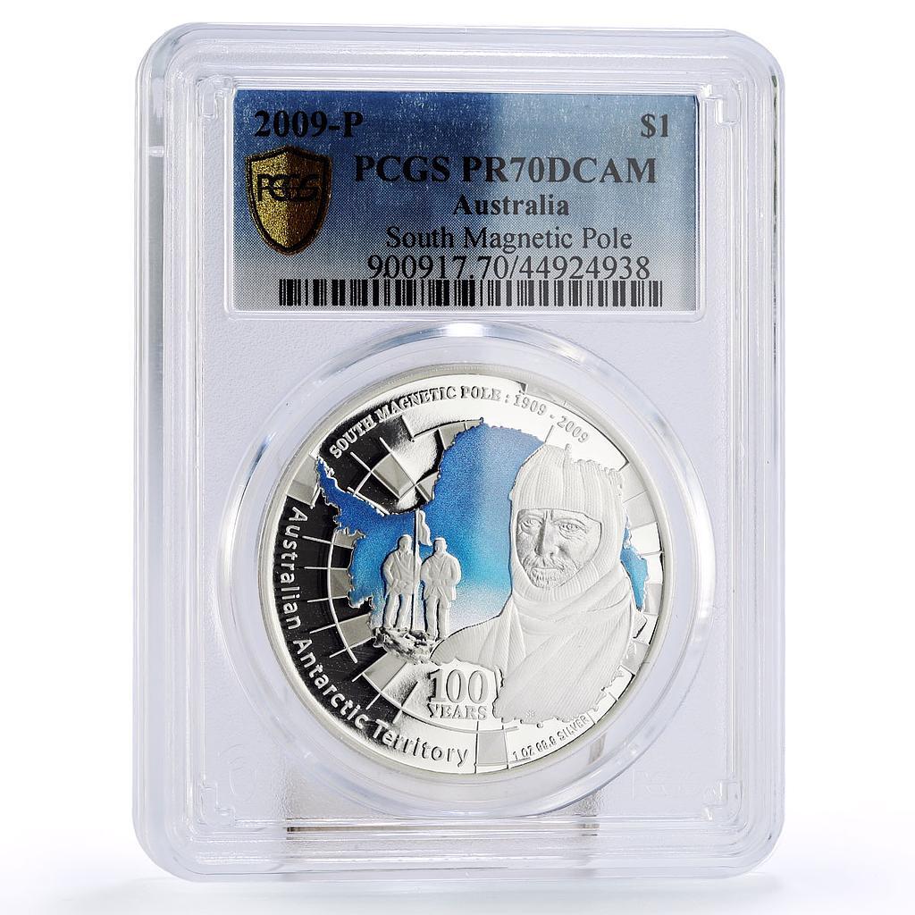 Australia 1 dollar Antartic South Magnetic Pole PR70 PCGS silver
