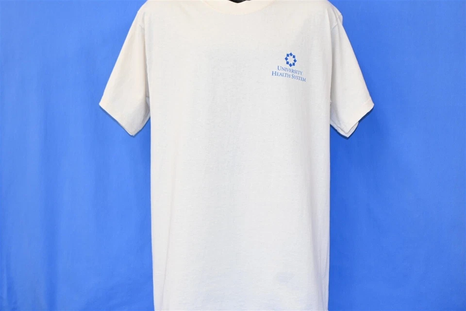 Camiseta vintage Y2K UNIVERSITY HEALTH SYSTEM ORIENTATION EXPRESS PARODIA GRANDE L Foto 3 de 4