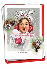 12 Funny Merry Christmas Cards Pack (1 Design, 12 Cards) - Pony and President