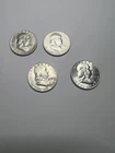 4 coins total 1951S, 1955P, 1954D Franklin Half Dollars Cirulated 90% Silver