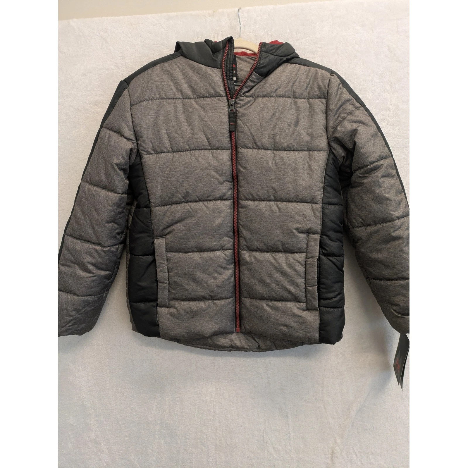 Kids Boys M Rosemont Heather Grey Puffer Jacket Hooded Winter Coat Size 14/16