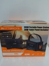 Wattbricks 100Watt Portable Power Station & 30Watt Portable Solar Panel Included