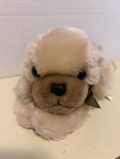 VINTAGE RUSS BERRIE PUFF PUFF TAN LAYING PUPPY DOG STUFFED ANIMAL PLUSH TOY