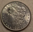 BU 1887 MORGAN SILVER DOLLAR, VAM 12 FAMOUS ALLIGATOR EYE