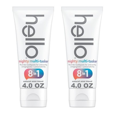 hello 8 in 1 Mighty Multi-Tasker Fluoride Toothpaste Pack, SLS Free Toothpaste w