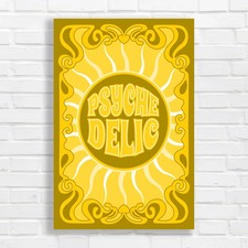 Psyche Delic Retro Boho Yellow Canvas Print Large Picture Wall Art