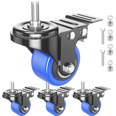 WOZESEIK Stem Caster Wheels 2 inch Heavy Duty, Swivel Threaded Mount Casters Set...