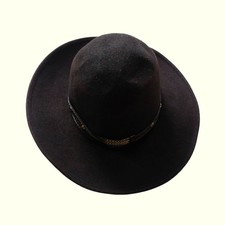 STETSON VTG 19080s USA MADE COWBOY HAT HIGH ROLLER U SHAPE IT BROWN WOOL 7 1/4