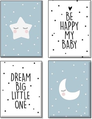 4Good Bilder Kinderzimmer Modern Nordic Moon Stars Sun Sonne mond Sterne Bilder