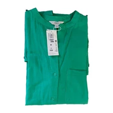 M&S ladies Beachwear lightweight Longline button-down cotton shirt medium Green 