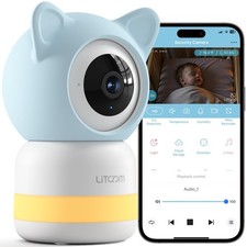 litokam 2K 4MP Security Camera Indoor, 5G/2.4G WiFi Baby Monitor 2K 1, White