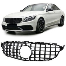 Sport K&uuml;hlergrill Schwarz Glanz passt f&uuml;r Mercedes C Klasse W205 S205 2014-2018