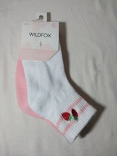 Wildfox Woman’s 2 Pack Cute Pilates/Yoga Grip Socks Socks Strawberry Embroidery