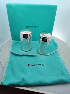 Tiffany Elsa Peretti "Thumbprint" Sterling Silver Salt & Pepper Set Box & Pouch