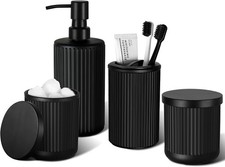 Bathroom Accessories Set, 4Pcs Glass Bathroom Accessory Set Complete