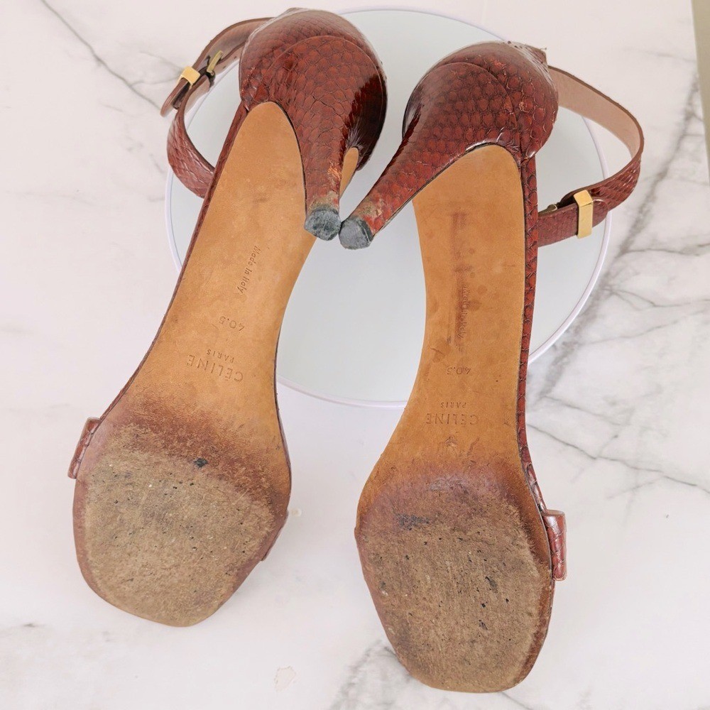 Authentic Celine Embossed Python Brown / Burgandy… - image 13