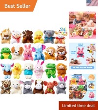 Delightful 24 Pack Mini Animal Plush Toys - Perfect for Kids' Parties Rewards