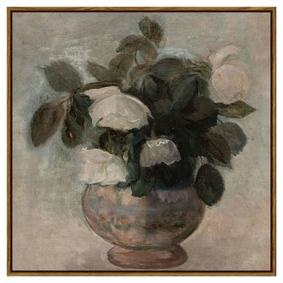InSimSea Square Framed Canvas Wall Art, Flowers Decor Flowers in Vase Paintin...