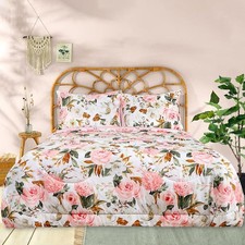 ing Size Comforter Set, 3 Pieces King Comforter Set, Reversible Pink Floral Comf