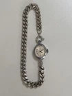 Vintage Acqua Ladies Mechanical Watch - Working - Silver Tone Curb Link Chain