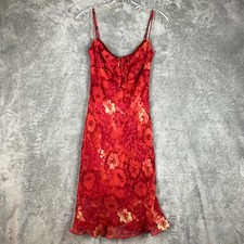 VTG Y2K Byer Too Midi Dress Womens 3 Floral Red Ruffle Milkmaid Romantic Fairy