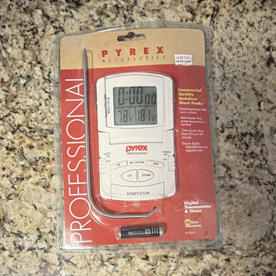 Pyrex professional Digital Meat Thermometer & Timer, Magnetic Leave-In Probe