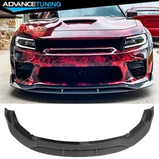 Fits 20-23 Charger Widebody V2 4PCS Carbon Fiber Print Front Bumper Lip Splitter
