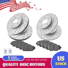 Front Rear Brake Disc Rotors & Ceramics Pads Set for 2014 - 2017 2018 Mazda 3