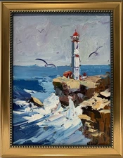 Lighthouse.   ORIGINAL  oil painting.