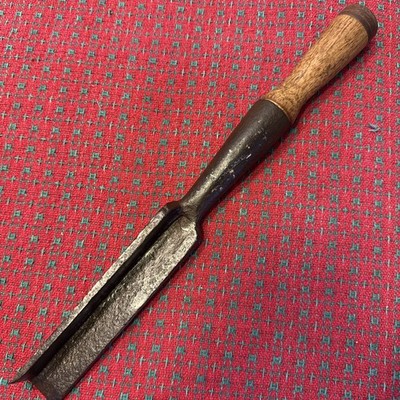Antique Corner Chisel Heavy Duty Timber Slick Wood Leather Handle