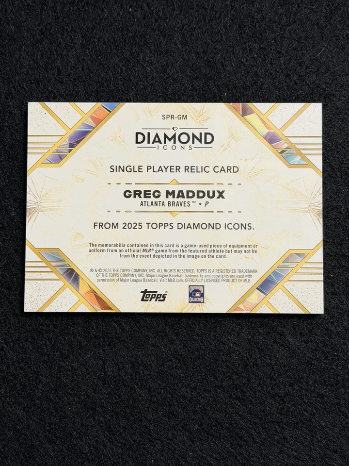 2025 Topps Diamond Icons GREG MADDUX relíquia single player 12/25 (usado no jogo) 🔥 - Imagem 2 de 2