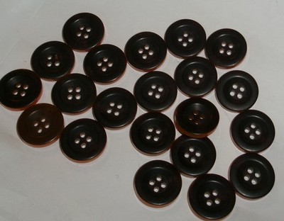 LOT OF 20 DARK Brown Top Orange bottom 4 HOLE 3/4th INCH BUTTONS, NEW