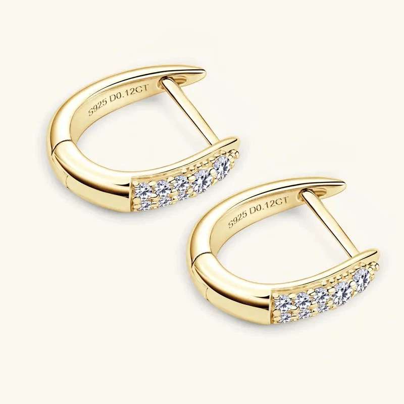 0.1ct Huggie Earrings Yellow Gold Diamond Test Pass Lab-Created VVS1/D/Excellent - Image 4 of 4