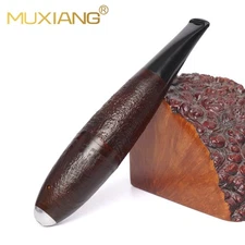 MUXIANG Sandblasted Zeppelin Pipe Briar Tobacco Pipe Small Portable Wooden Pipe 
