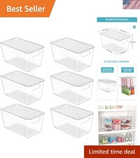 Clear Storage Bins with Lids - 6 Pack Medium, Versatile Easy to Move