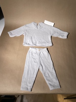 Zara Baby Unisex Gray Basic Knit Pants and Shirt Set Size 1-3 Months