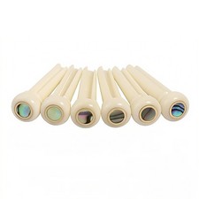 Acoustic Guitar Bone Bridge Pins W/ Abalone Dot Brass Circle Skirt Set of 6 pcs