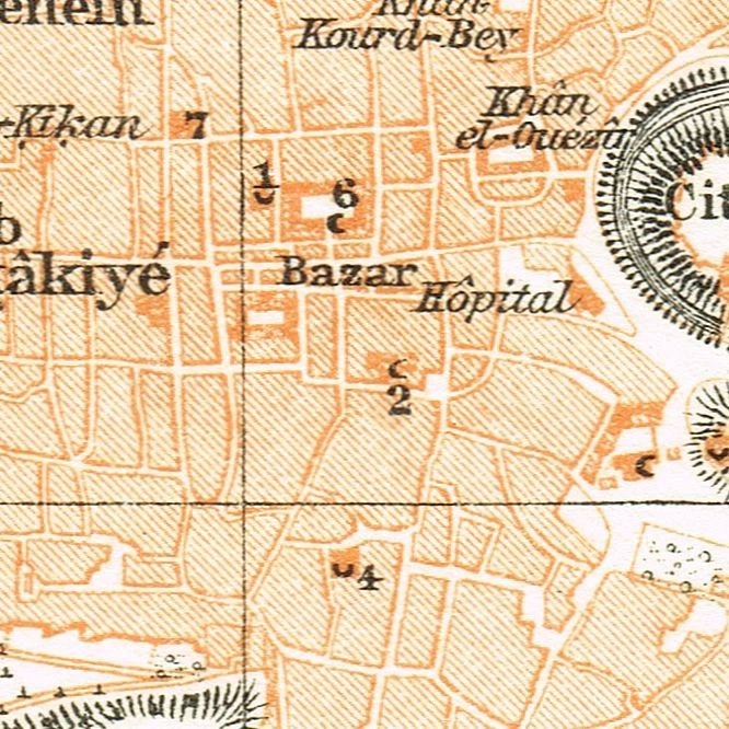 Mapa de ALEPO plano de ciudad ORIGINAL 1906 حَلَب SIRIA Levante Alepo Foto 3 de 4