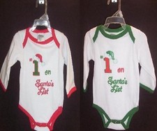 2 Pieces NEW Childrens Layette " 1 on Santa's List" 3-6 Mos