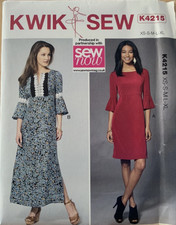 Kwik Sew K4215 dress sewing pattern, two styles,  new and uncut