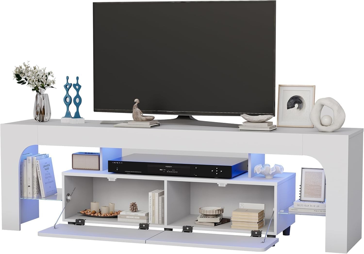 For Tvs Up To 75" Entertainment Center With 16 Color Led Lig