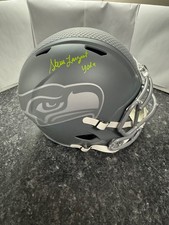 Steve Largent Signed Seahawks Slate Gray Full Size Replica Helmet “Yoda” JSA