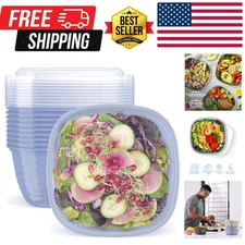 Prep - 1-Compartment Bowls with Custom Fit Lids - Reusable, Microwaveable, Du...