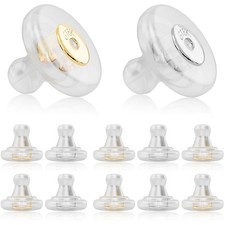 Silicone Earring Backs, 18K Gold Secure Locking Design for Studs, Hypoallerge...