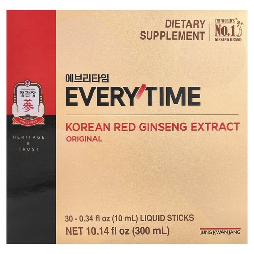 Korean Red Ginseng Extract, Everytime, Original, 30 Liquid Sticks, 0.34 fl oz