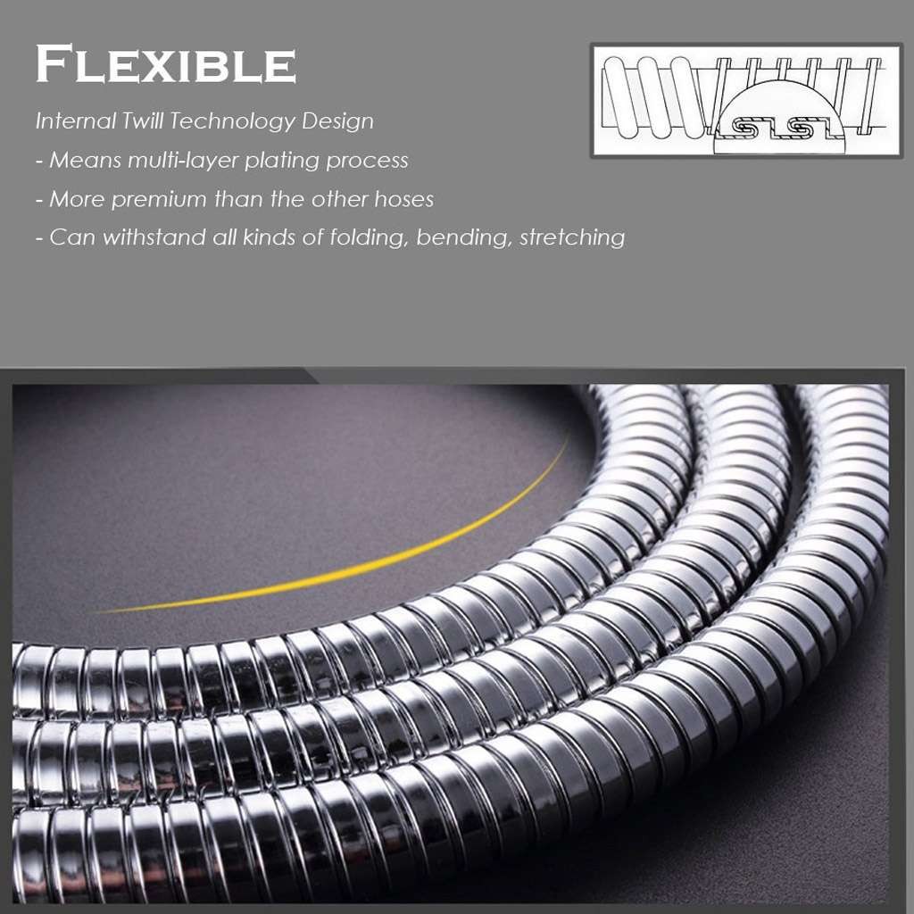 Shower Head Hose Handheld Extra Long Stainless Steel Bathroom Flexible Tube