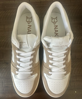 Naked Wolfe White/Beige Colorblock Low Top Lace-Up Athletic Sneakers New