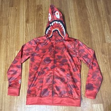Bathing Ape Red Camo Shark Hoodie Men's Size L