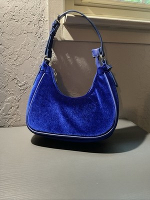 Stradivarius Electric Blue Small Bag Faux Leather And Velvet Metal Zipper